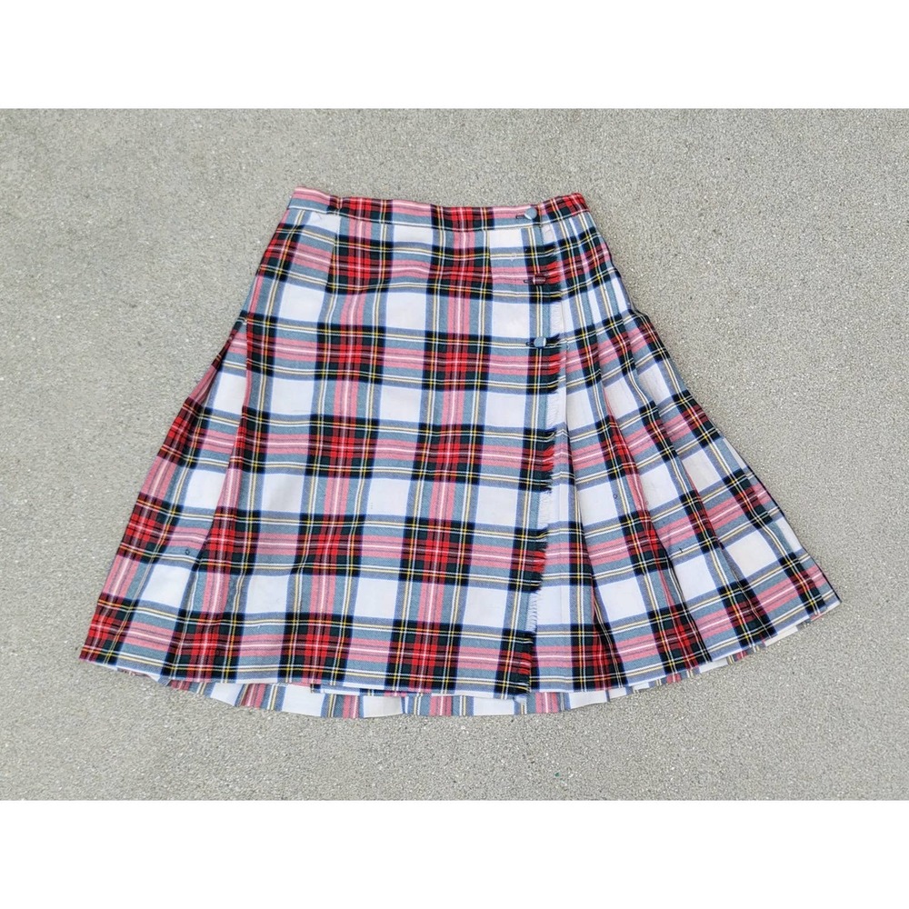 Vtg Bonda 100% Pure Wool Kilt Plaid Skirt